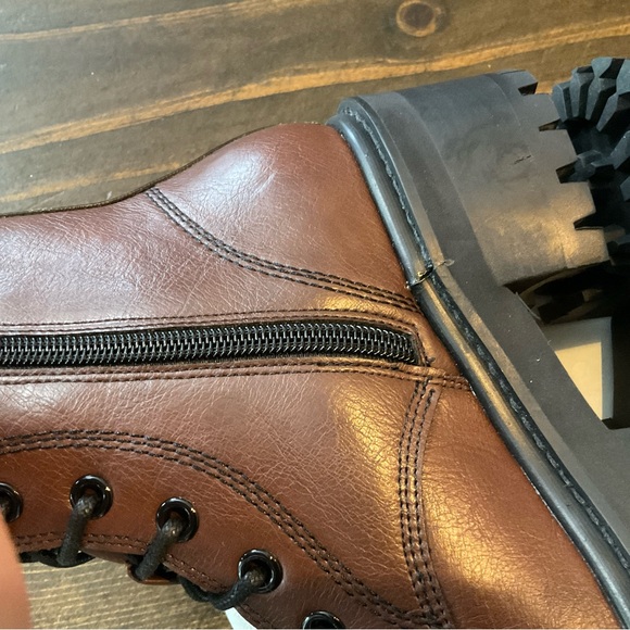 THE DROP Brown Leather Ankle Boots with Rugged Sole - Picture 3 of 8